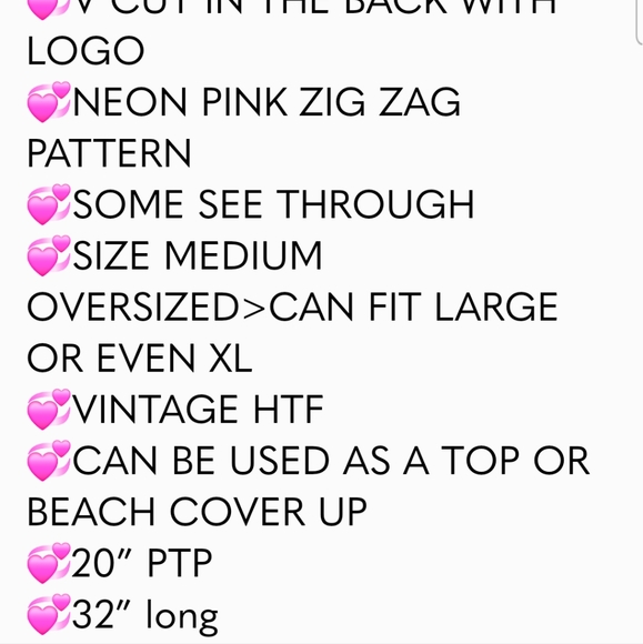 Pink Victoria's Secret Vintage Neon top or Cover-up - Picture 5 of 5